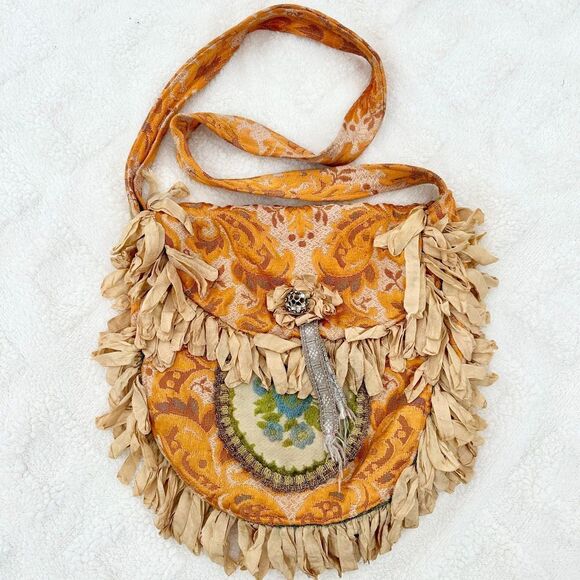Lulubelle Designs Boho Fringe Crossbody Purse Shabby Handmade OOAK - Picture 1 of 8